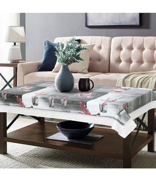 Printed PVC 4 Seater Rectangle Table Cover ( 152 x 92 ) cm Pack of 1 Gray
