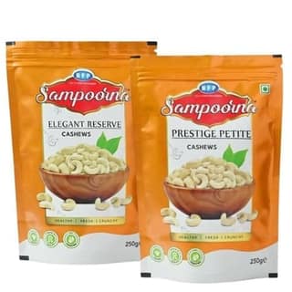NFP SAMPOORNA Sampoorna Foods Elegant Prestige Organic Premium Cashew Nut(Kaju) Unsalted Gluten Free Dry Fruit Healthy Snack Cashews pack of 2