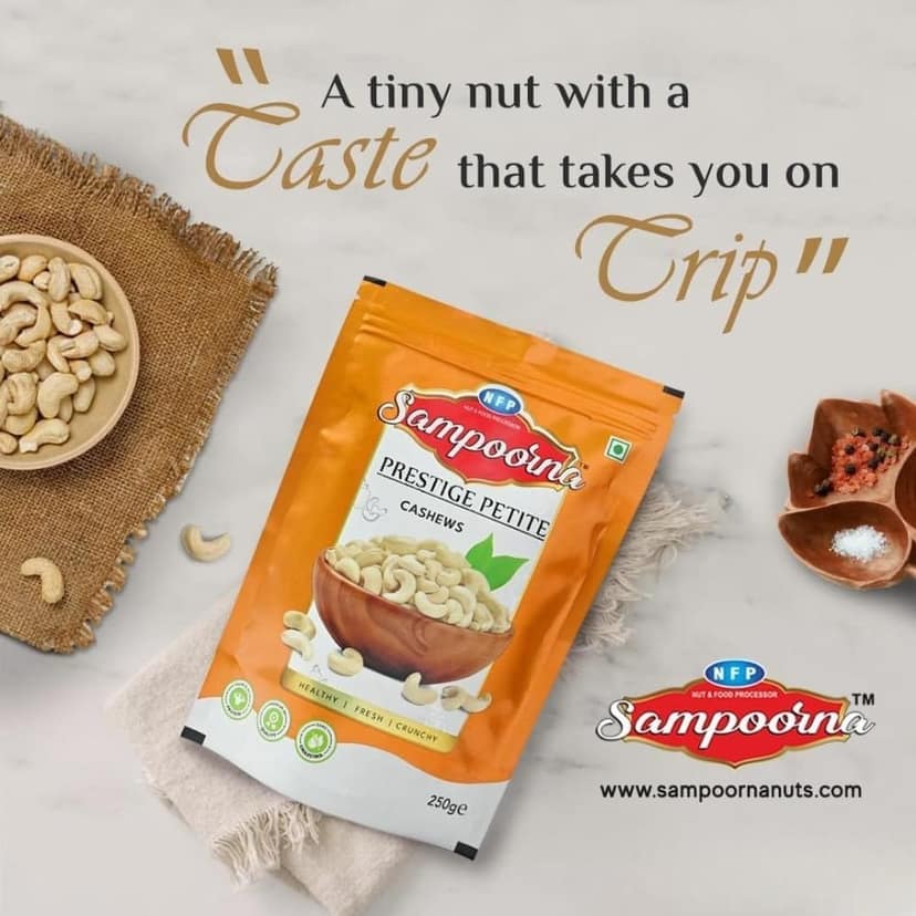 NFP SAMPOORNA Sampoorna Foods Elegant Prestige Organic Premium Cashew Nut(Kaju) Unsalted Gluten Free Dry Fruit Healthy Snack Cashews pack of 2 view 6
