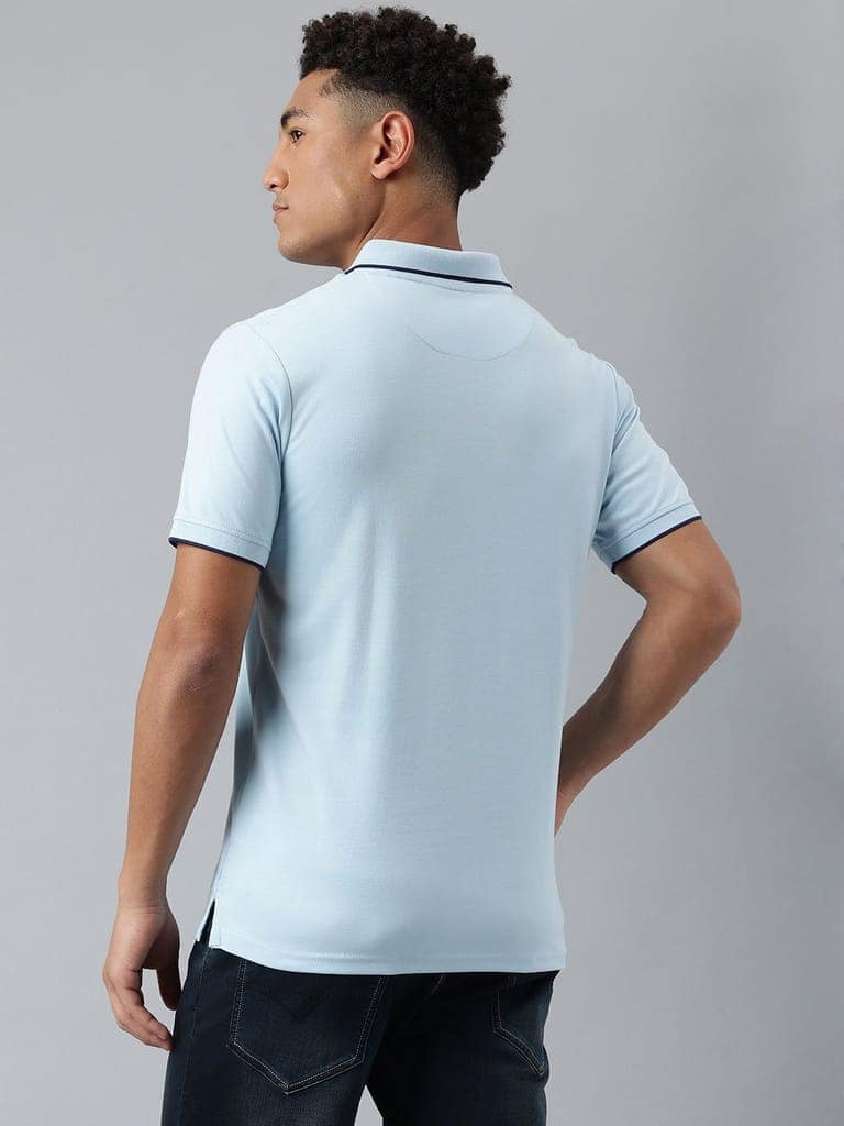 Men Sky Regular Fit Polo Neck T-Shirt view 4