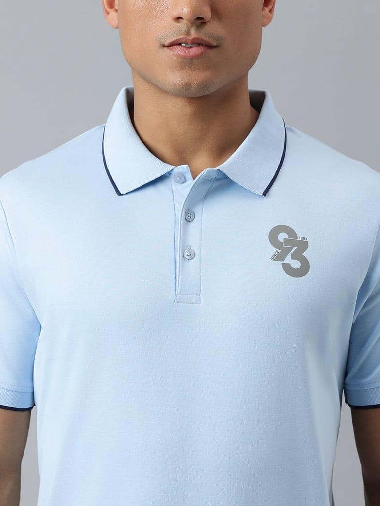 Men Sky Regular Fit Polo Neck T-Shirt view 7