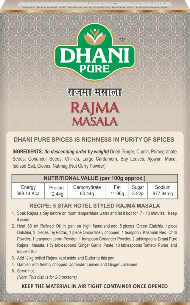 Dhani Pure Rajma Masala Box, 100g view 2