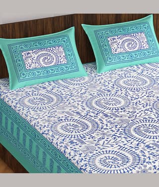 ABHACLOTHO Cotton 1 Double Bedsheet with 2 Pillow Covers ( Multicolor )