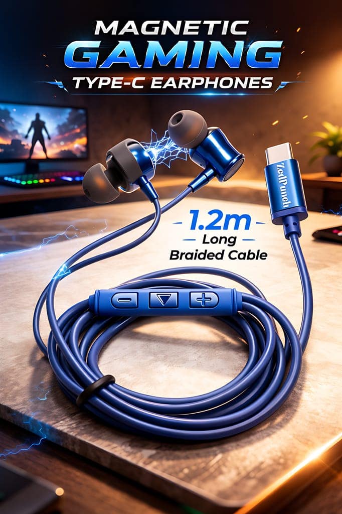 ZedPunch Gaming Magnetic USB Type-C Wired Earphones with Mic view 6