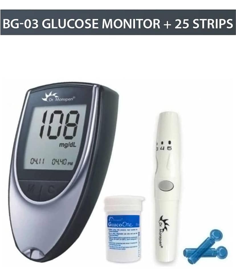 Dr. Morepen Glucose Monitor BG03 With Free 25 Sugar Test Strips & 10 Lancets