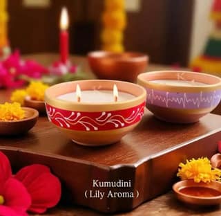 Diwali Terracotta Treasures – Pair of 2 Wick Candles