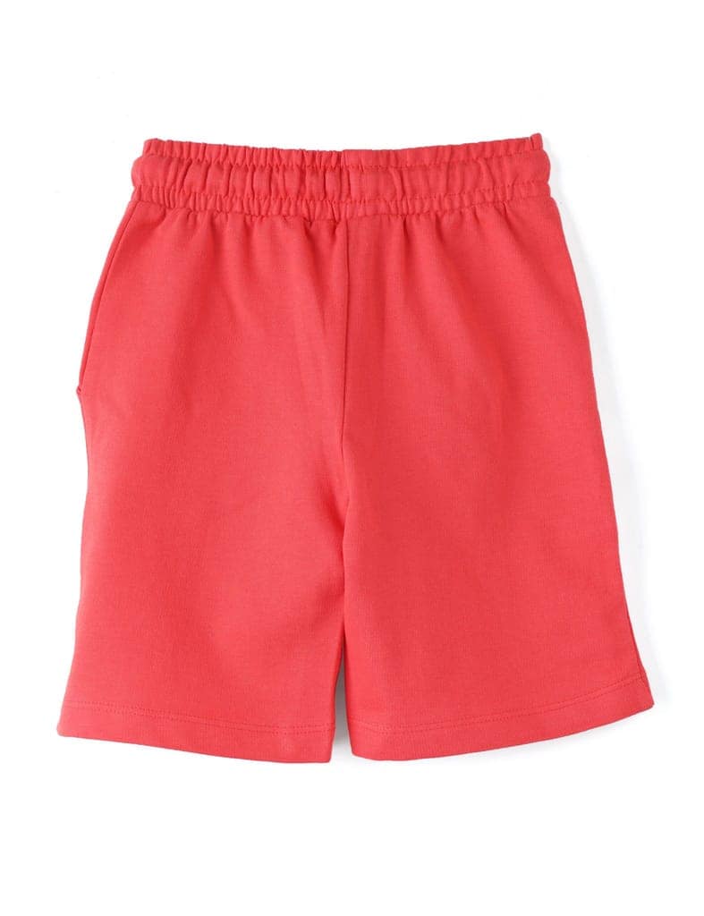 Girls Shorts Cotton French Terry Hibiscus Red “Cool and Tall Giraffe” view 4