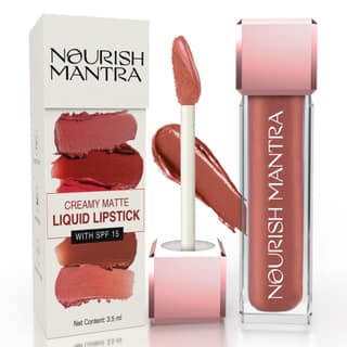 Nourish Mantras Tedha Medha Hazelnut Lipstick (3.5ml)/ Muted Magic Creamy Matte Liquid Lipstick with SPF/ Water Proof/ Smudge Proof/ Transfer Proof/ Long Lasting/ Suits All Skin Tones