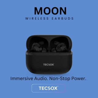 TecSox Moon Bluetooth Earbud With Deep Bass & Comfortable Fit | 30Hrs Playtime | IPX Water Resistant TecSox Moon Bluetooth Earbud With Deep Bass & Comfortable Fit | 30Hrs Playtime | IPX Water Resistant - Pearl White