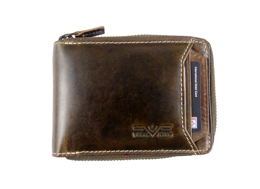 Vital King Men Travel Brown Genuine Leather RFID Wallet (12 Card Slots) view 2