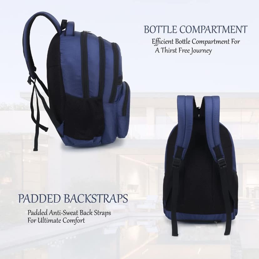 Kickonn Men's and Women's Office Laptop Backpack For School and College - Blue view 4