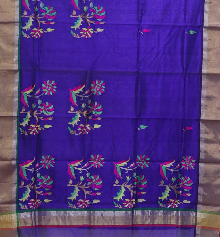 Handloom Chanderi Pattu Silk Saree view 2