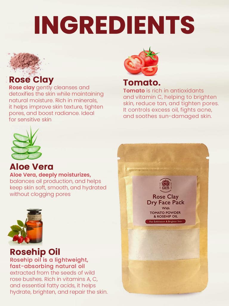 Kaaya Natural Rose Clay Dry Face Pack view 3