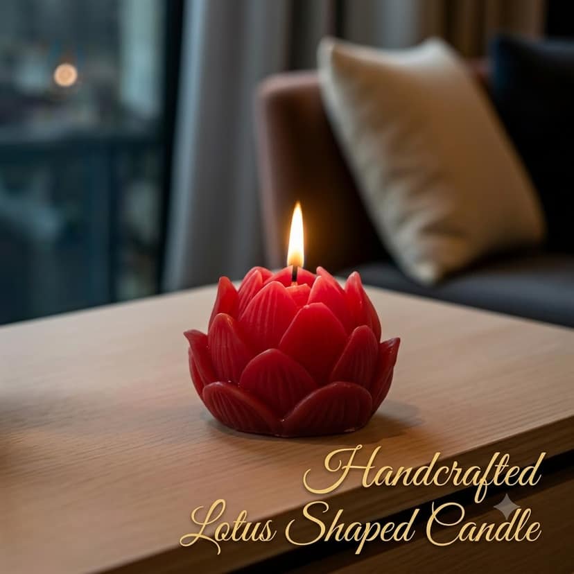 Handcrafted Lotus Shaped Candle 1pc view 2