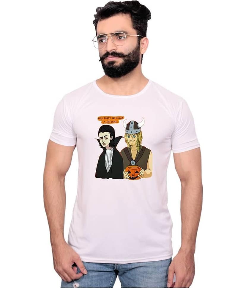 Nityanand Enterprises White Cotton Blend T-Shirt