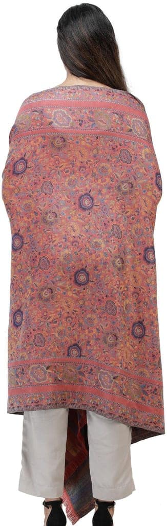 Desert-Rose Jamawar Shawl with Woven Flowers in Multicolored Thread view 3
