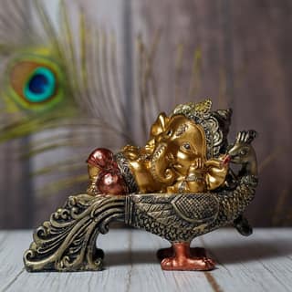 Craftlayout Craftlayout Sitting On Peacock Lord Ganesh Idol Decorative & Pooja Showpiece Housewarming