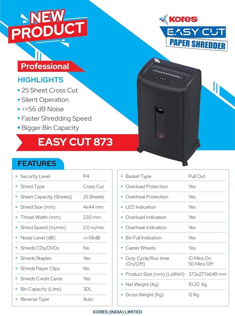 KORES Paper Shredder 25-Sheet EASYCUT 873 view 3