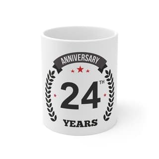 DARSHANS Ceramic 24th Anniversary Printed Coffee Mug (Color: White, Capacity:330ml)