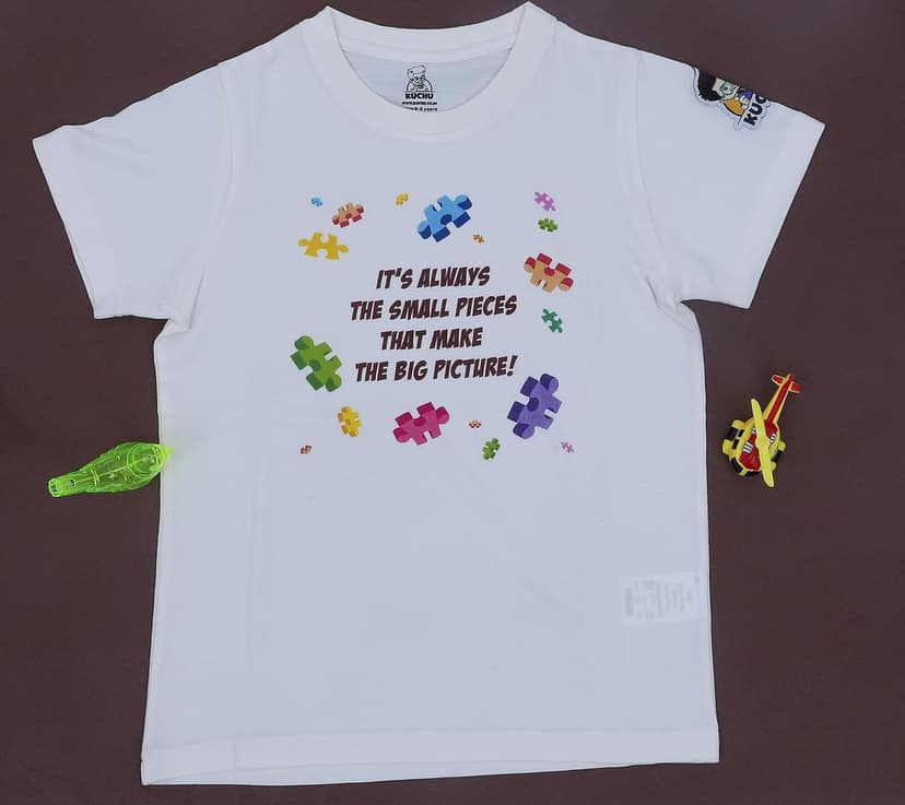 KUCHU Unisex T-Shirt | The Big Picture Print | 6–7 Years | Cotton Modal Fabric | Soft Feel | Breathable | Digitally Printed | Vibrant Colour White view 2