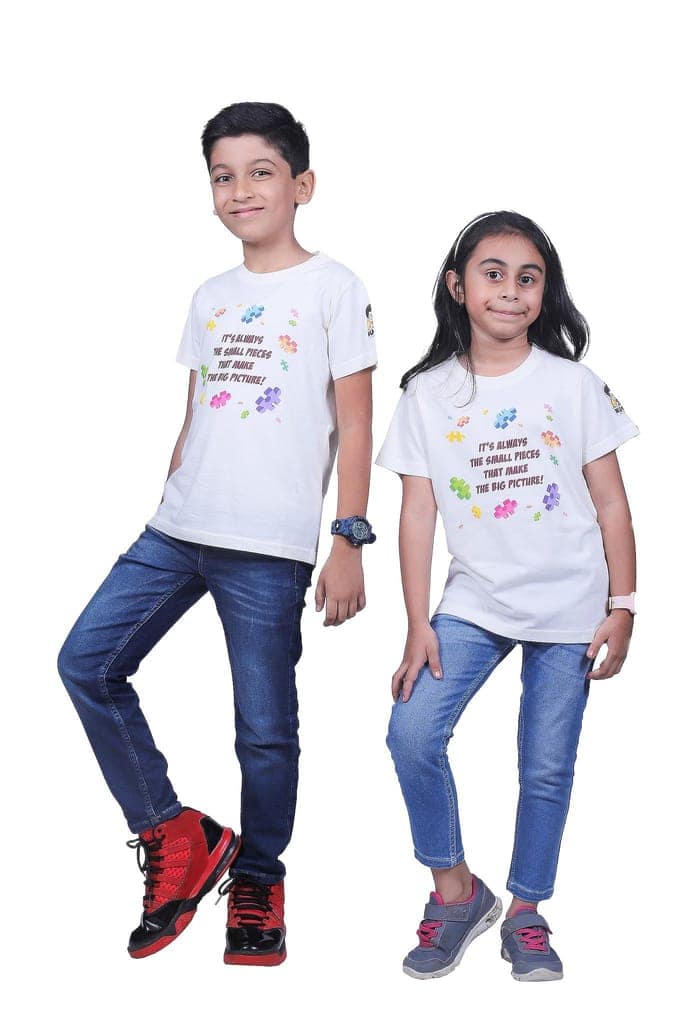 KUCHU Unisex T-Shirt | The Big Picture Print | 6–7 Years | Cotton Modal Fabric | Soft Feel | Breathable | Digitally Printed | Vibrant Colour White view 3