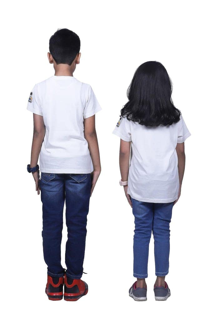 KUCHU Unisex T-Shirt | The Big Picture Print | 6–7 Years | Cotton Modal Fabric | Soft Feel | Breathable | Digitally Printed | Vibrant Colour White view 8