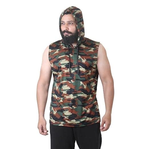 Men's Camouflage Print Sleeveless Hoodie