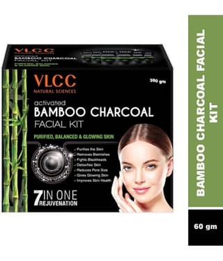 Vlcc Activated Bamboo Charcoal Facial Kit Balanced &Glowing Skin , 60G