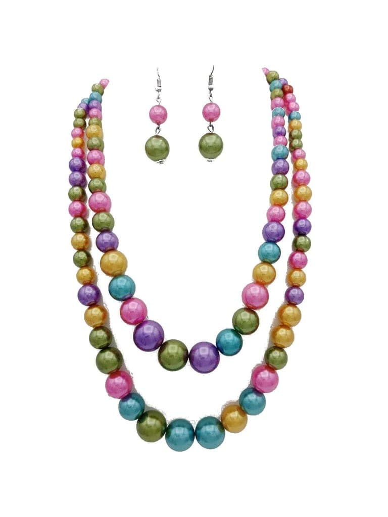 Fancy Beads Multi color Necklace Set For Women
