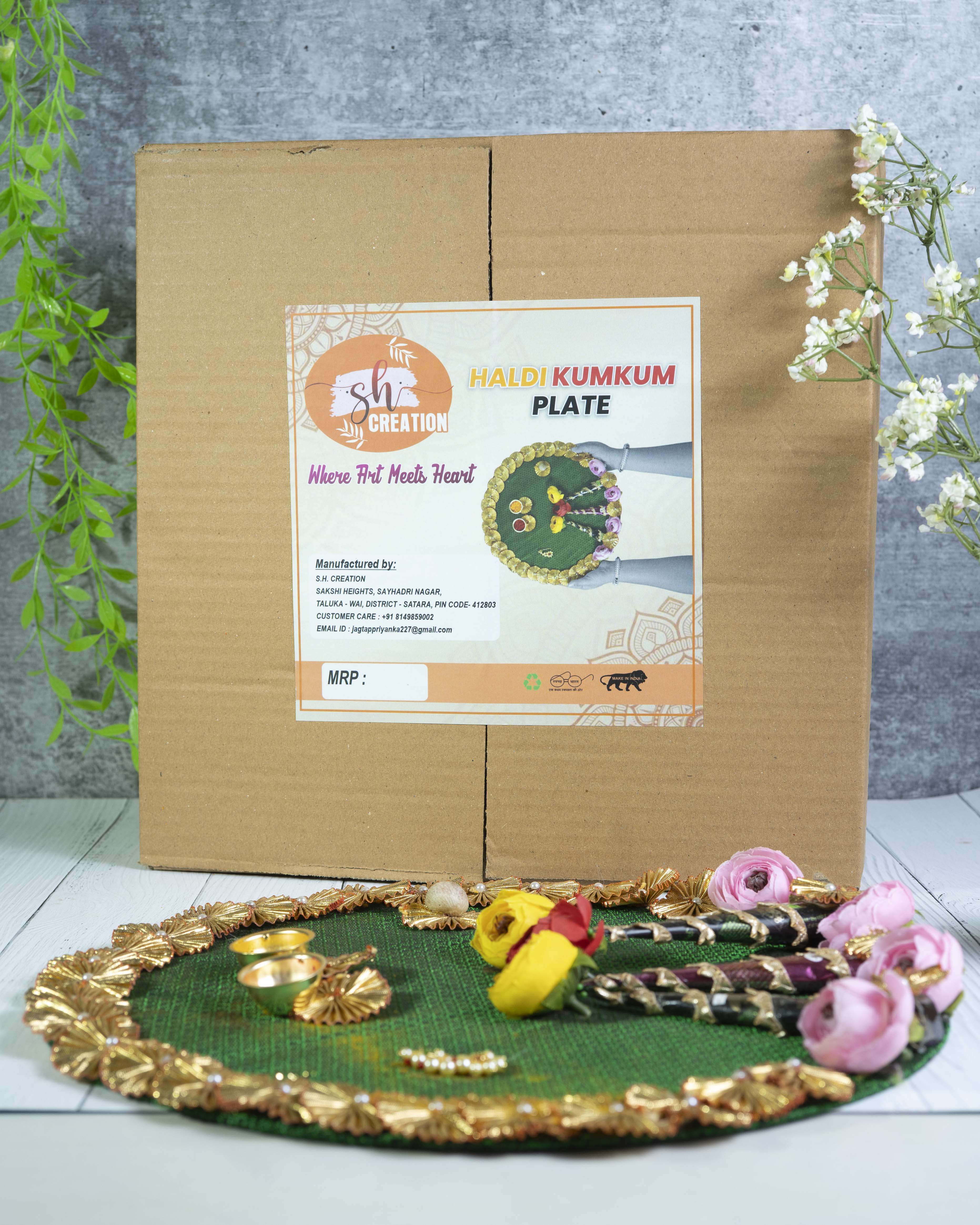 Handcrafted Mehendi Ceremony Plate | Decorative Pooja & Wedding Thali | Traditional Festive Décor