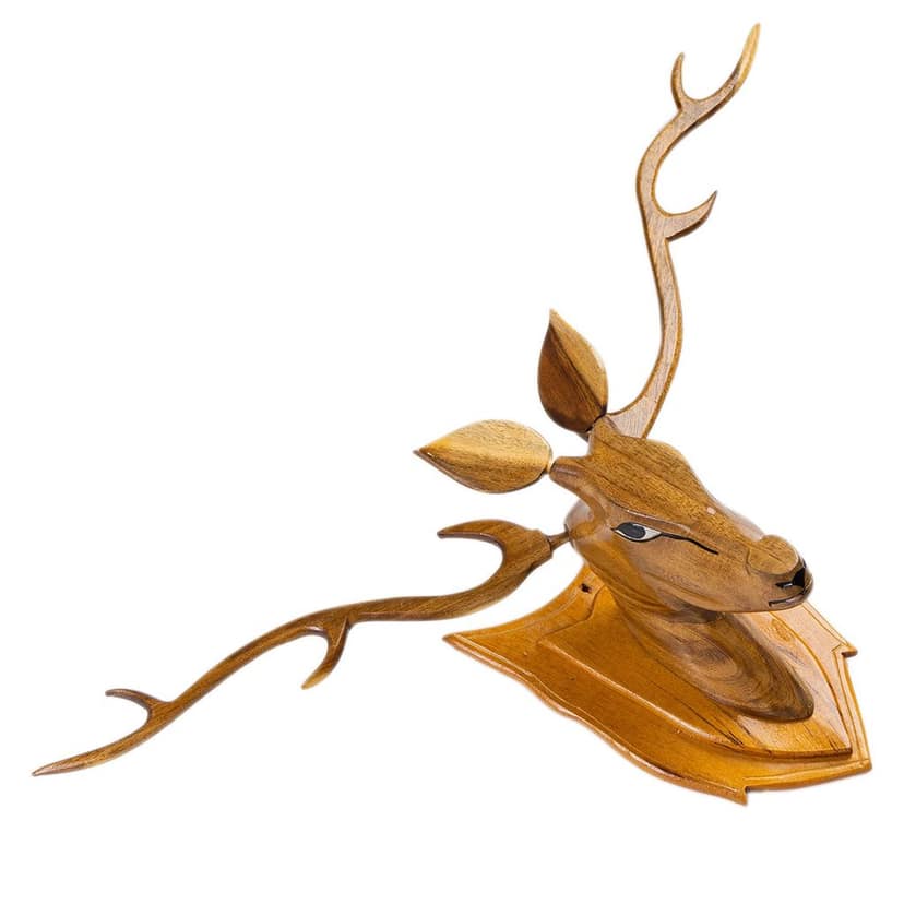 SOWPEACE Handcrafted Wooden Deer Head Big “The Big wise head” showpiece, premium artisan made wall home decor for living r view 2