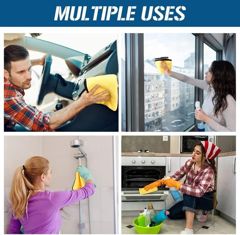 Pack Of 5 Microfiber Cloth for Multi Purpose & Car Cleaning (800 GSM Size: 40 x 30 cm) By Global Home Tex view 5