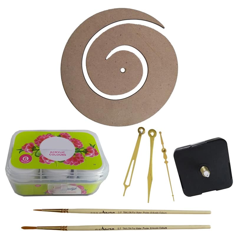 Madhubani Painting on Spiral Clock DIY Kit by Penkraft view 2