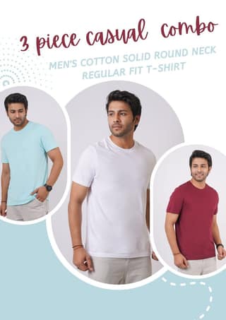 Men's 3 Piece Pack Single Jersey Round Neck T-shirt