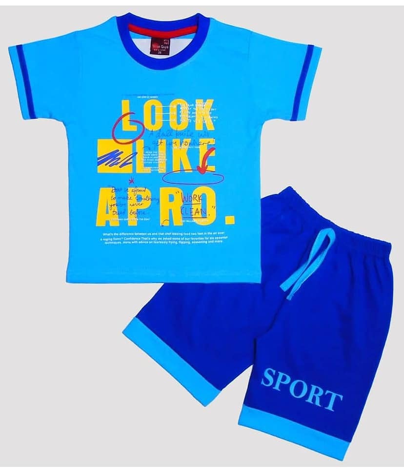 Wise Guys Pack of 1 Baby Boys Cotton T-Shirt & Shorts ( Turquoise )