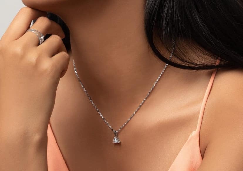Classic Triangle Solitaire Necklace view 4