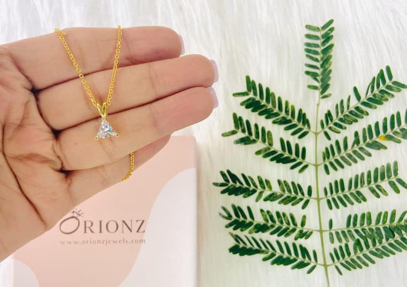Classic Triangle Solitaire Necklace view 7