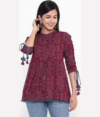 Kbz Women's Rayon Empire Top ( Purple )