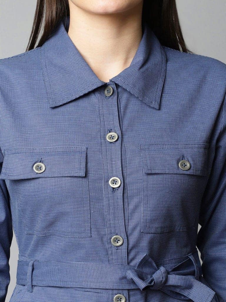 Blue Textured Jumpsuit view 4