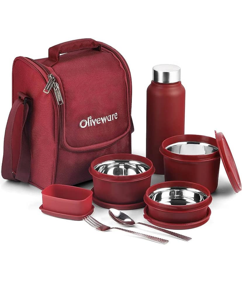 Oliveware Teso Stainless Steel Lunch Box 4 Container (Pack of 1)