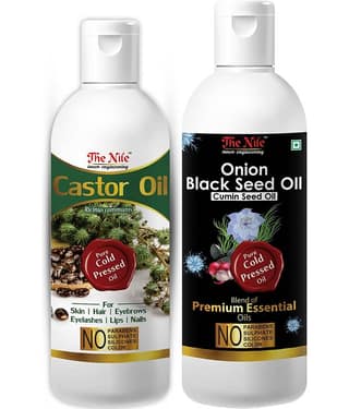 The Nile Castor Oil 100 ML + Onion BlackSeed Oil 200 ML Hair Oils 300 mL Pack of 2