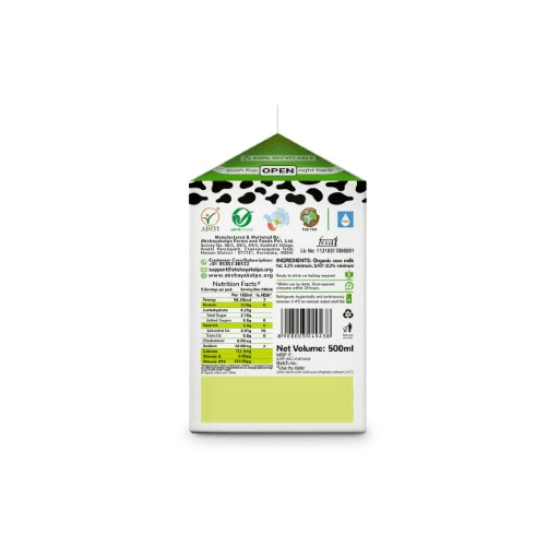 Akshayakalpa Organic Cow Milk Pasteurized & Homogenized-500 ml view 2