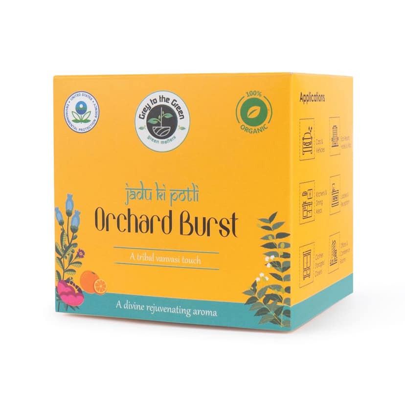 Orchard Burst - Rejuvenate aroma of wild citrus Organic | Car Freshener | 60 Days Freshness | For Home, Kitchen, Office, washroom | Tribal Western Ghats | US-EPA registered | 30 Grams view 2