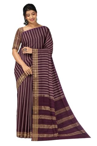 APCO Handloom - Women's Rahajmundry Pure Cotton Handloom Saree (Brown)
