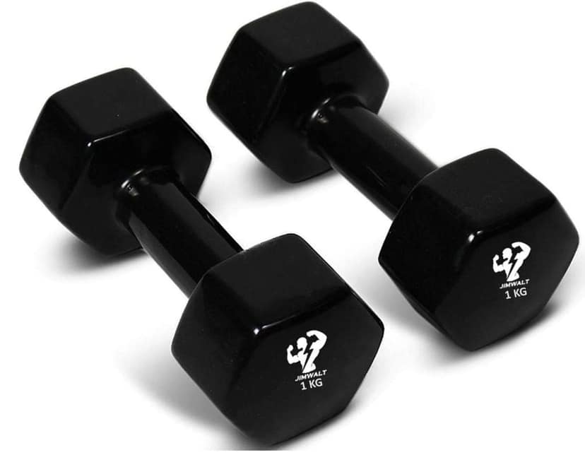 JIMWALT The Indian Made Premium Half Coating Vinyl Fixed Dumbbells - 0.5KG to 10KG (Black, 1+1=2) view 2