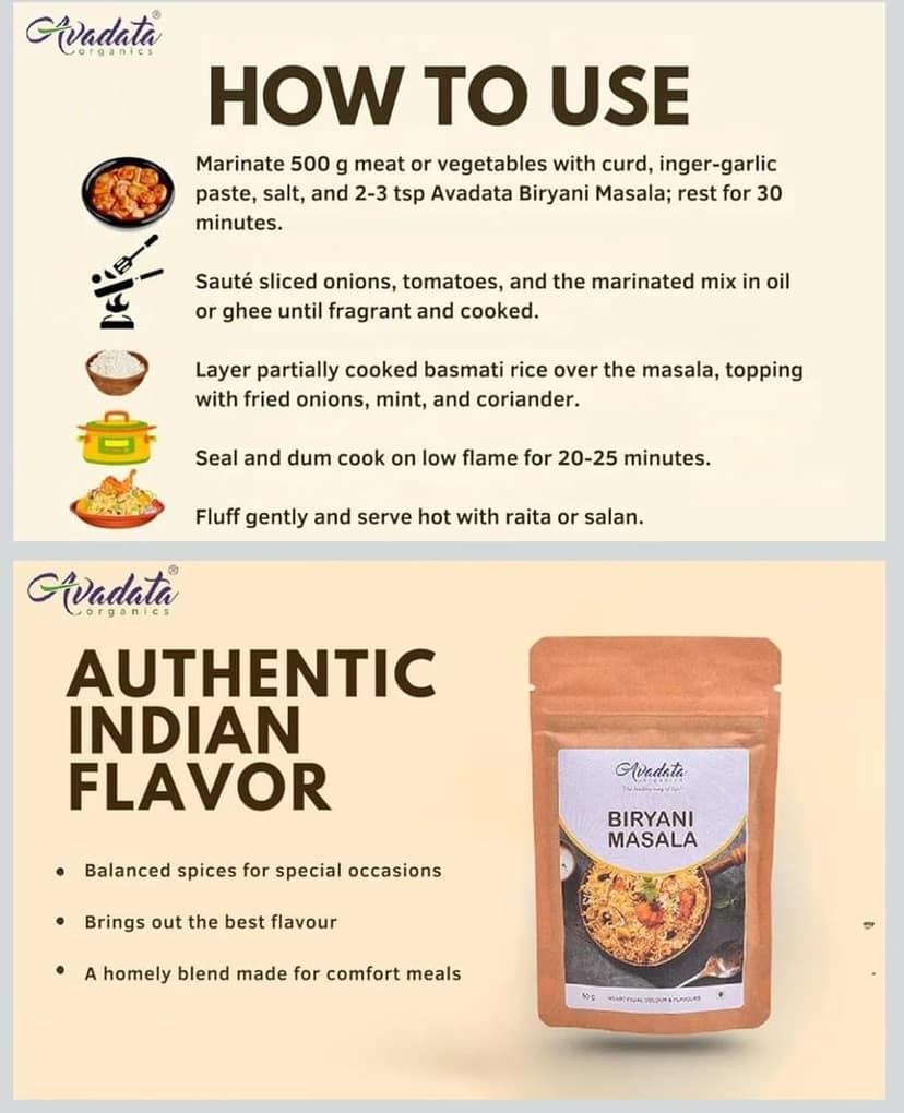 Avadata Organics Biryani Masala 50 GM view 4
