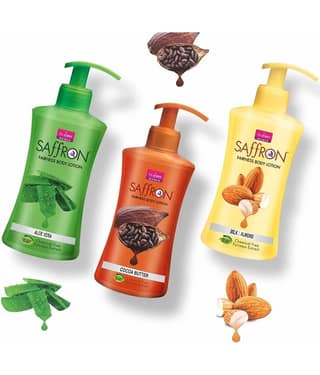 VI-JOHN Saffron Fairness Body Lotion Milk Almond ,Aloevera & Cocoa Butte 250ml Pack of 3