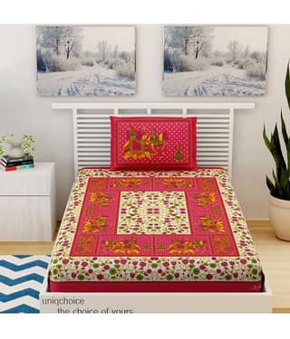 Uniqchoice Cotton Single Bedsheet ( Yellow )