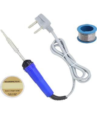 ALDECO: ( 3 in 1 ) 25 Watt Soldering Iron Kit With- Blue Iron, Flux, Wick