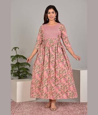 Nevisha Style Pink Cotton Maternity Kurta Single